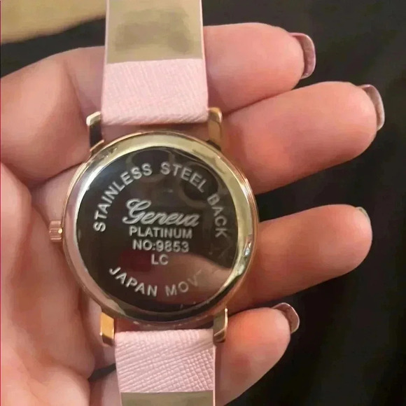 Geneva Platimum Rose Gold Watch with Pink Strap - Picture 3 of 3